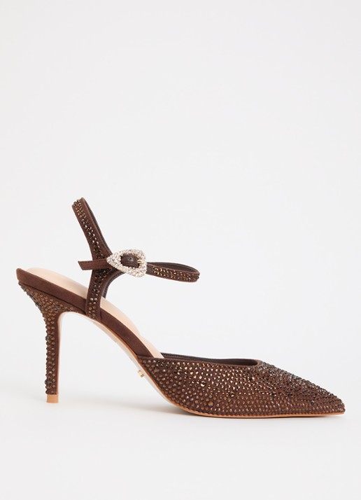 Dune London Compliments slingback met strass - voorkant 5 bruin