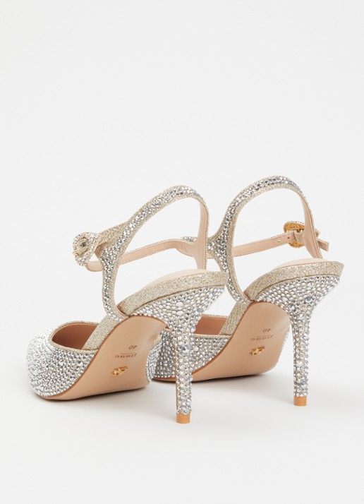 Dune London Compliments slingback met strass - achterkant 5 zilver