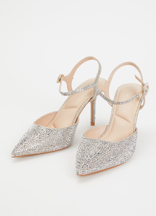 Dune London Compliments slingback met strass - detail 2 zilver