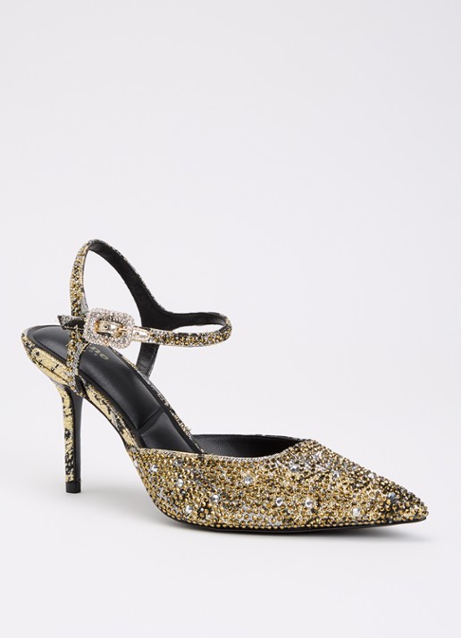 Dune London Confident sandalette met strass - voorkant goud