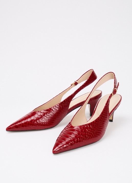 Dune London Connect slingback van leer met structuur - detail 2 donkerrood