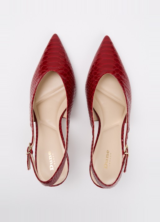 Dune London Connect slingback van leer met structuur - detail 3 donkerrood