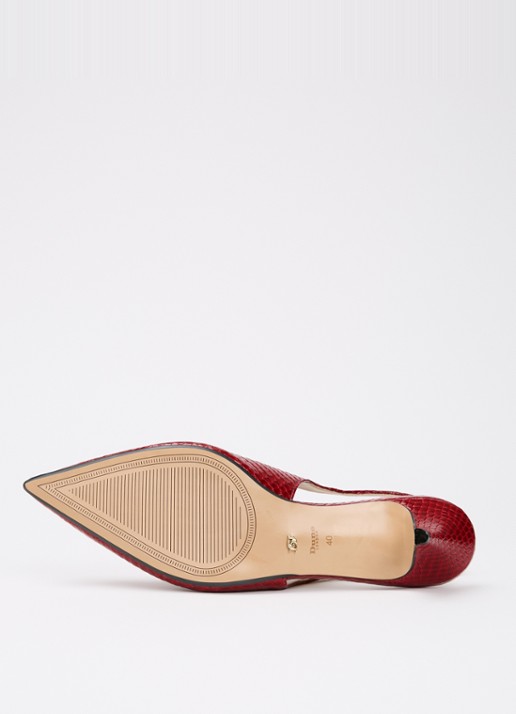 Dune London Connect slingback van leer met structuur - detail 4 donkerrood