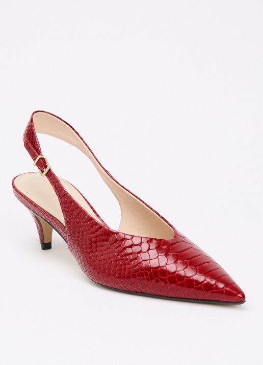 Dune London Connect slingback van leer met structuur - voorkant 5 donkerrood