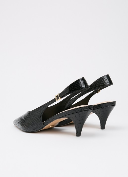 Dune London Connect slingback van leer met structuur - achterkant 5 zwart