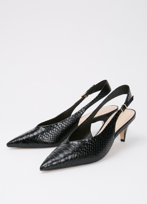 Dune London Connect slingback van leer met structuur - detail 2 zwart