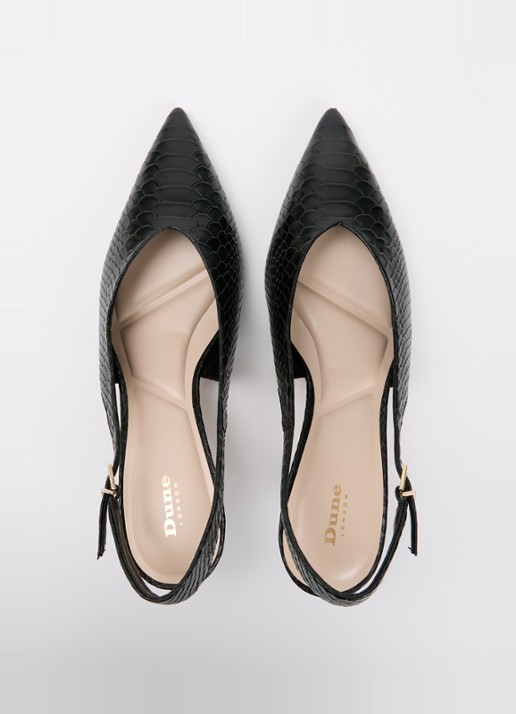 Dune London Connect slingback van leer met structuur - detail 3 zwart