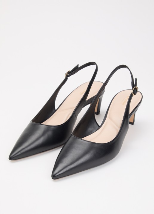 Dune London Connection slingback van leer - detail 2 zwart