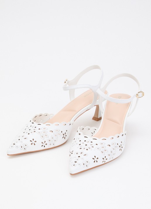 Dune London Convincing sandalette van leer - detail wit