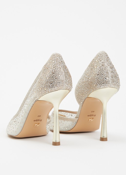 Dune London Cristelle pump van mesh met strass - achterkant 5 goud
