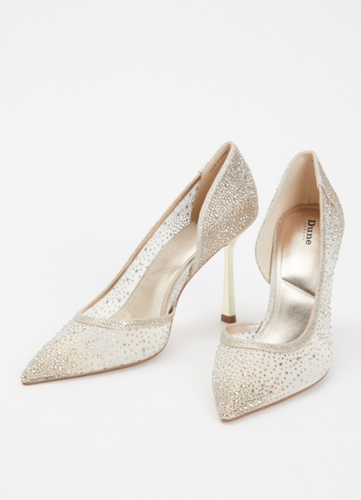 Dune London Cristelle pump van mesh met strass - detail 2 goud