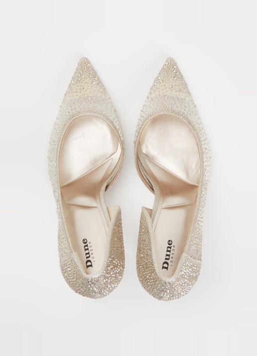Dune London Cristelle pump van mesh met strass - detail 3 goud
