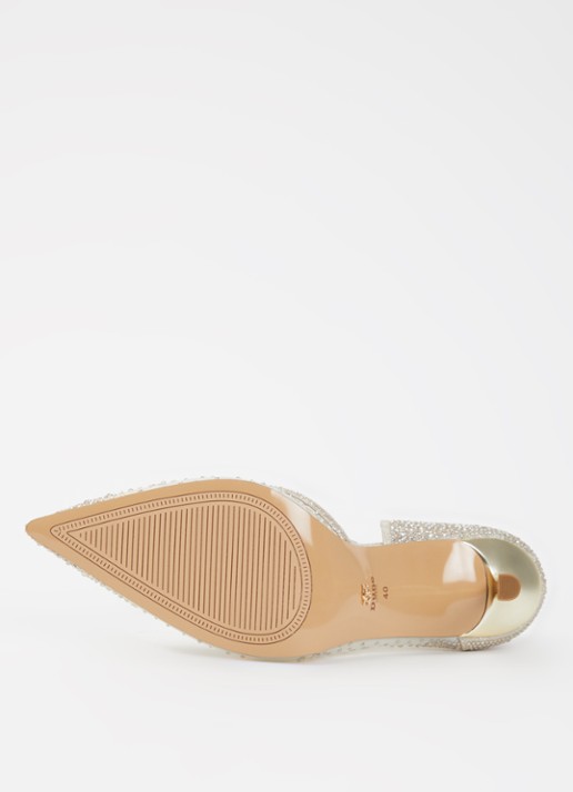 Dune London Cristelle pump van mesh met strass - detail 4 goud