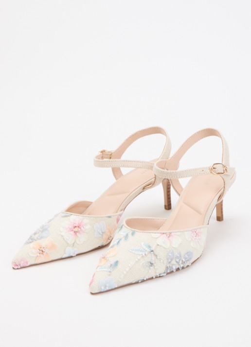Dune London Cultivated slingback met borduring - detail 2 ivoor
