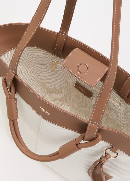 Dune London Daylight schoudertas met tasbedel - detail 3 creme