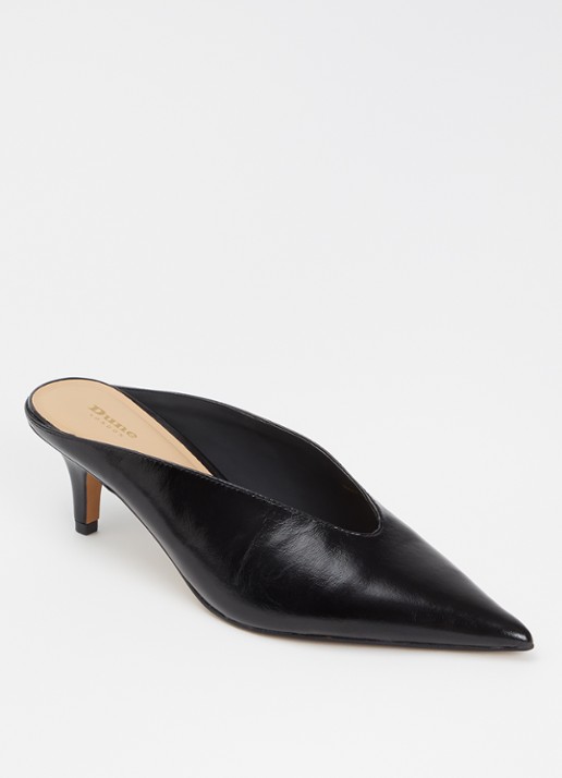 Dune London Decisive muiltje van leer - voorkant 5 zwart
