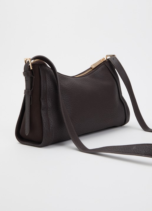 Dune London Declare crossbodytas met verstelbare schouderriem - achterkant donkerbruin