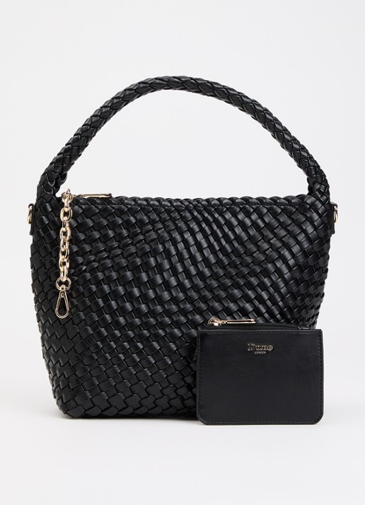 Dune London Deliberate M handtas met afneembare schouderriem en uitneembaar etui - voorkant zwart