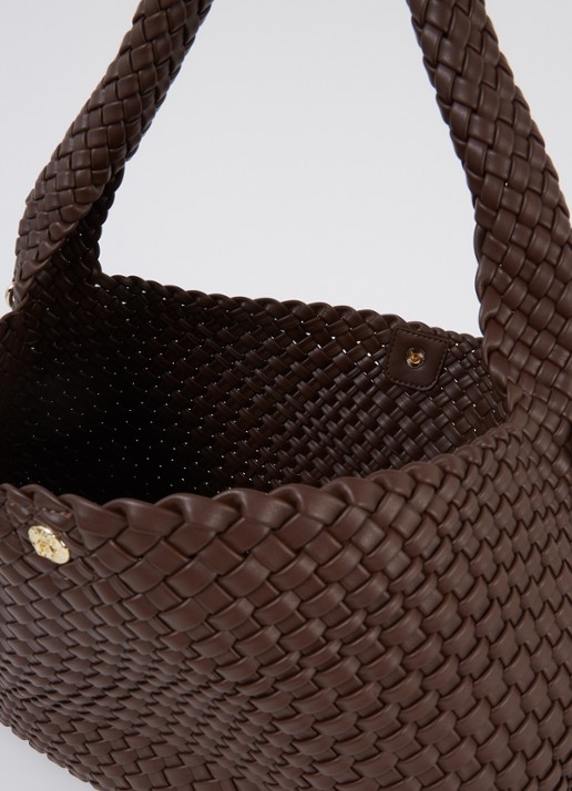 Dune London Deliberate schoudertas met gevlochten detail en uitneembaar etui - detail 3 donkerbruin