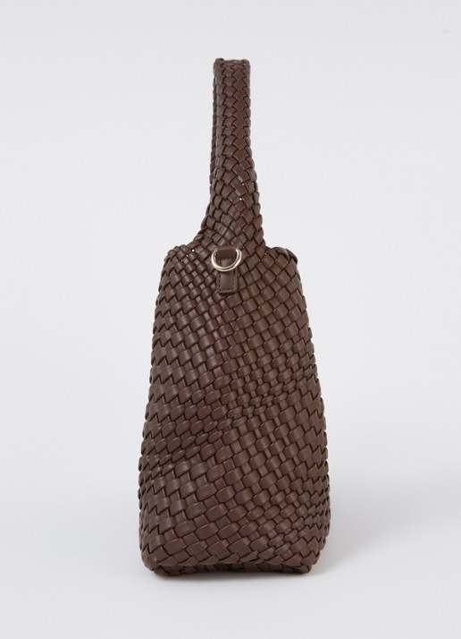 Dune London Deliberate schoudertas met gevlochten detail en uitneembaar etui - detail 4 donkerbruin