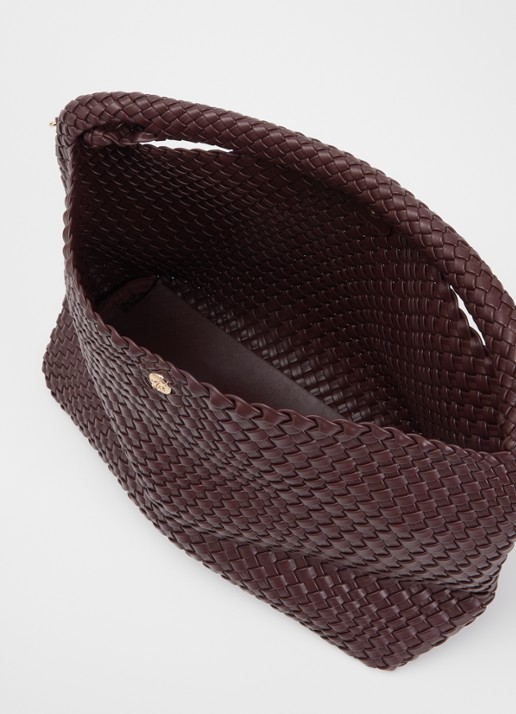 Dune London Deliberate schoudertas met gevlochten detail en uitneembaar etui - detail 2 aubergine