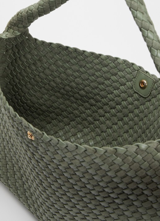 Dune London Deliberate schoudertas met gevlochten detail en uitneembaar etui - detail 3 groen