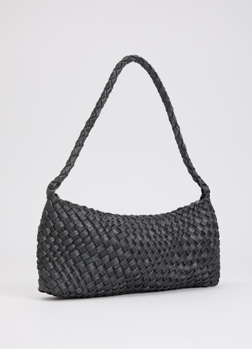 Dune London Deliberating schoudertas met gevlochten detail - achterkant 5 donkergrijs