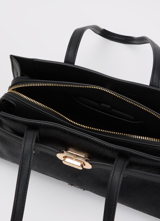 Dune London Depend schoudertas van leer met afneembare schouderriem - detail 3 zwart