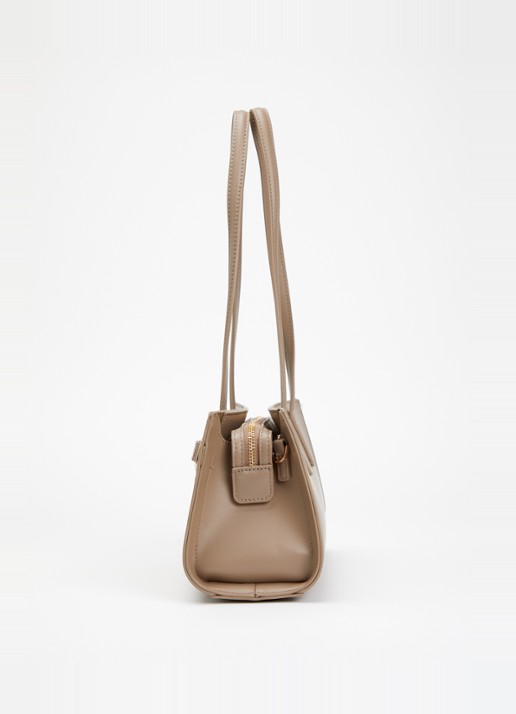 Dune London Depend schoudertas van leer met afneembare schouderriem - detail 4 taupe