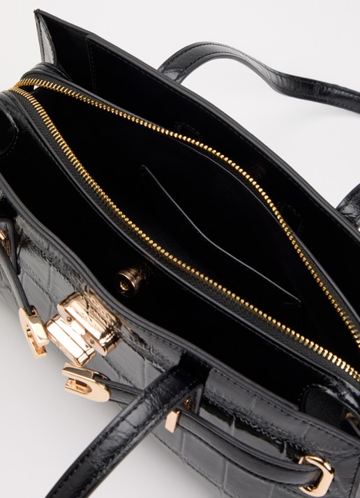 Dune London Depend schoudertas van leer met afneembare schouderriem - detail 3 diepzwart