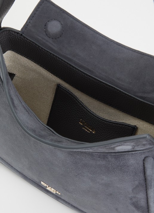 Dune London Dependent schoudertas van suède met details van leer  - detail 3 grijs