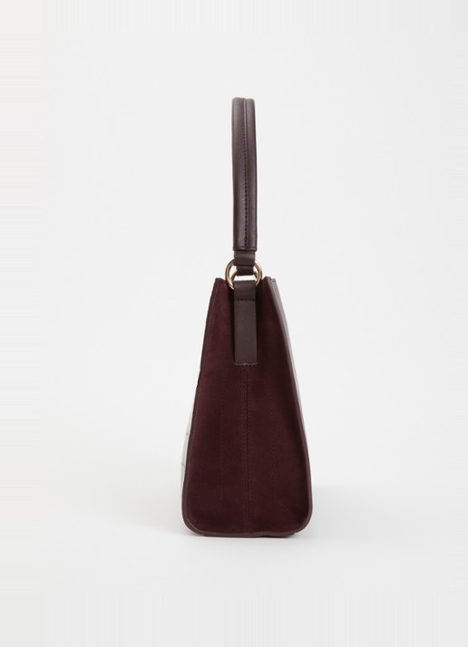 Dune London Destined Medium handtas van leer met crocostructuur en details van suède - detail 3 aubergine
