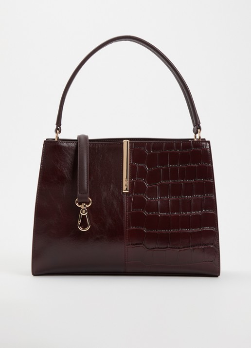 Dune London Destined Medium handtas van leer met crocostructuur en details van suède