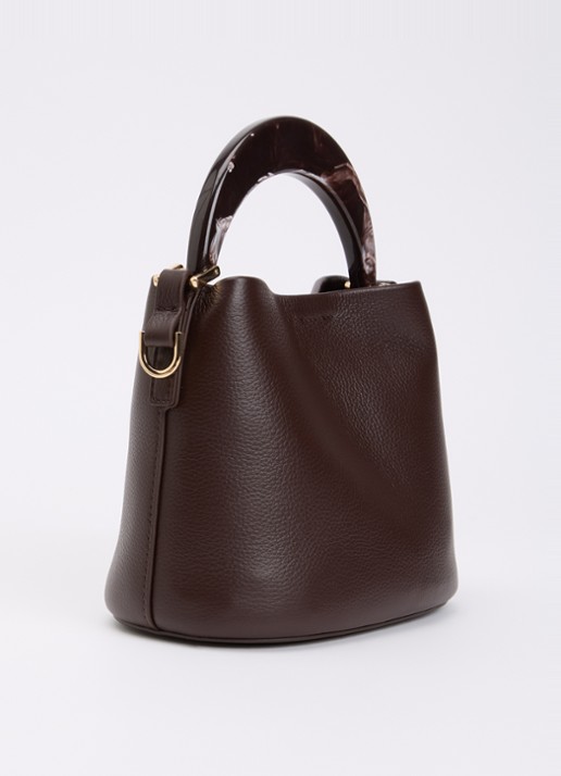 Dune London Dharla handtas van leer met afneembare schouderriem - achterkant aubergine
