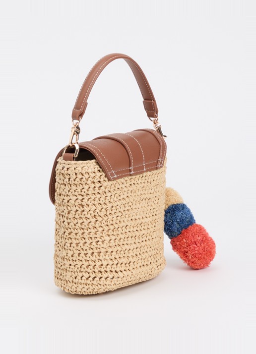 Dune London Dimple handtas met leren details en afneembare schouderriem - achterkant rood