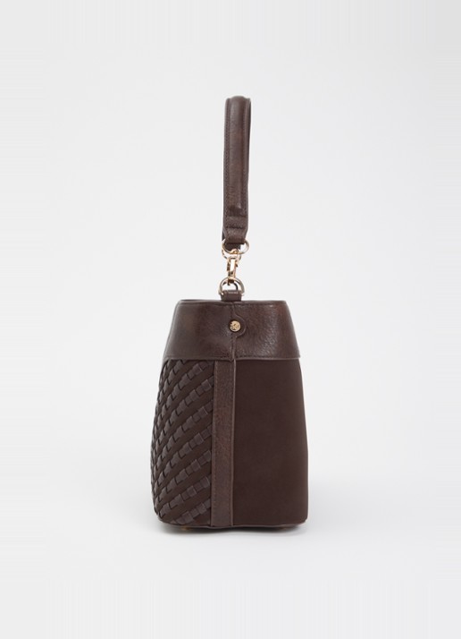 Dune London Dinidelphine handtas met structuur en afneembare schouderriem - detail 2 bruin