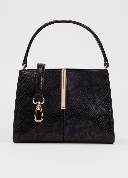 Dune London Dinidestined handtas van suède met afneembare schouderriem - voorkant 5 donkerbruin