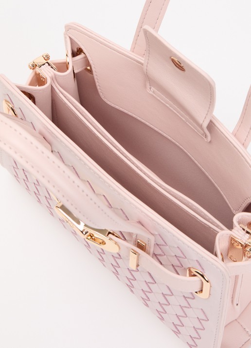 Dune London Dinkydefine handtas van leer met afneembare schouderriem - detail 3 lichtroze