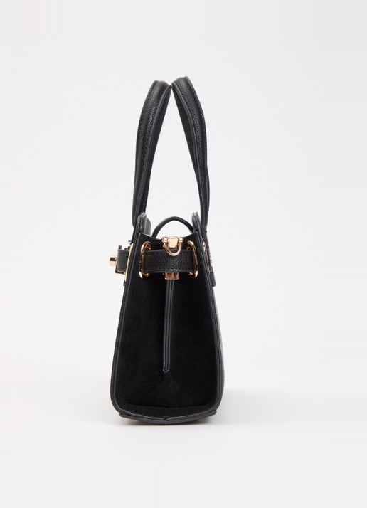 Dune London Dinkydefine handtas van leer met afneembare schouderriem - detail 2 zwart