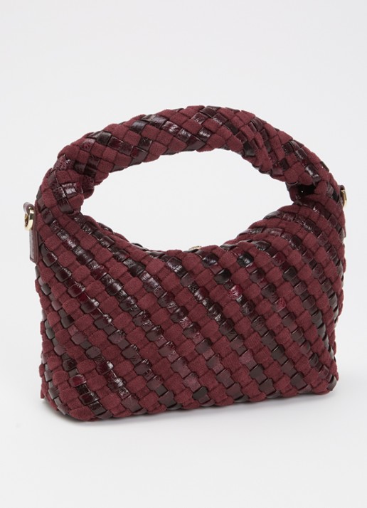 Dune London Dinkydeliberate handtas met gevlochten detail en uitneembaar etui - achterkant aubergine