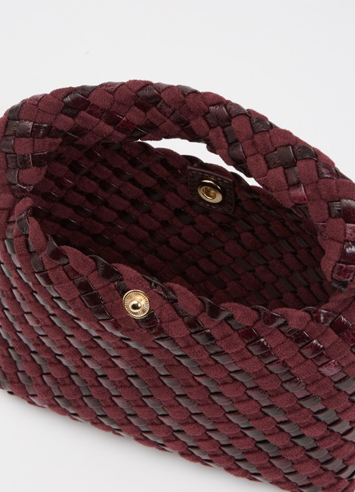 Dune London Dinkydeliberate handtas met gevlochten detail en uitneembaar etui - detail 3 aubergine