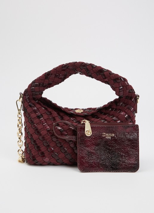 Dune London Dinkydeliberate handtas met gevlochten detail en uitneembaar etui - voorkant 2 aubergine