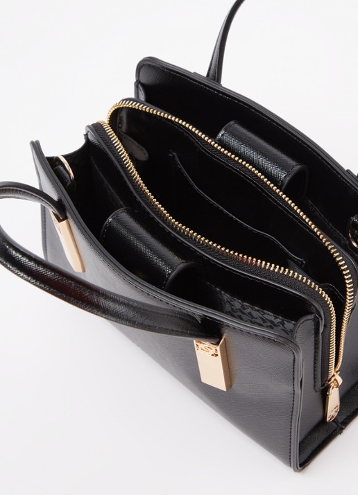 Dune London Dinkydenbeigh handtas met afneembare schouderriem  - detail diepzwart