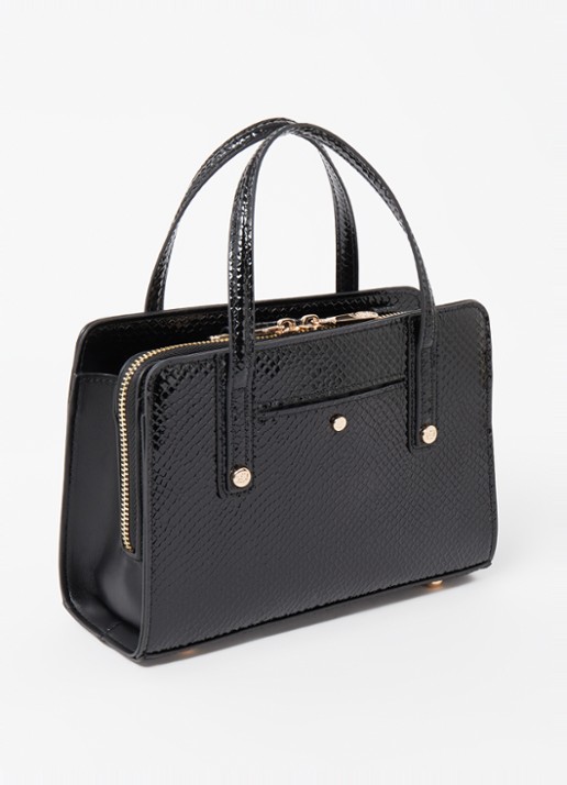 Dune London Dinkydenbeigh handtas met afneembare schouderriem  - achterkant 3 zwart croco structuur