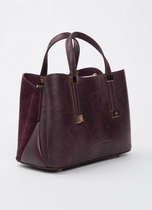Dune London Dinkydorry handtas met afneembare schouderriem - achterkant aubergine