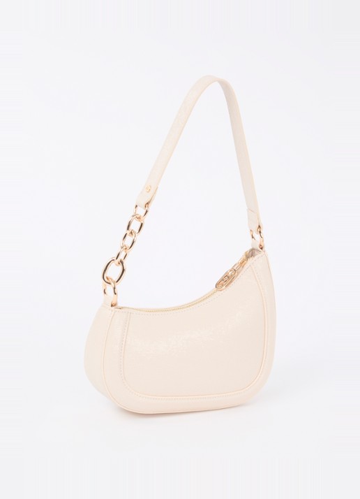 Dune London Direction schoudertas met kettingdetail - achterkant 3 creme