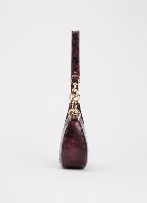 Dune London Direction schoudertas met kettingdetail - detail 2 aubergine