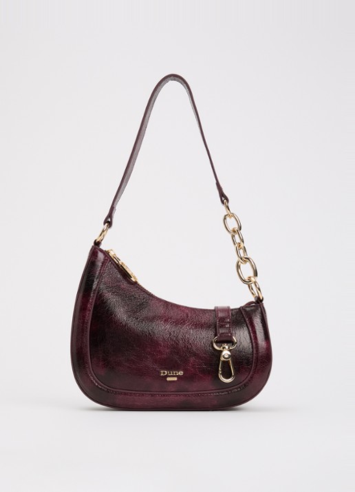 Dune London Direction schoudertas met kettingdetail - voorkant 5 aubergine