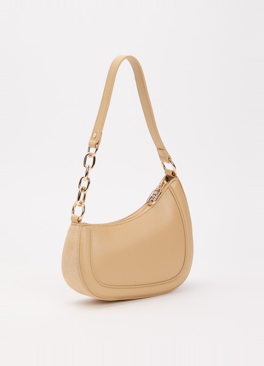 Dune London Direction schoudertas met kettingdetail - achterkant 5 donkerbeige
