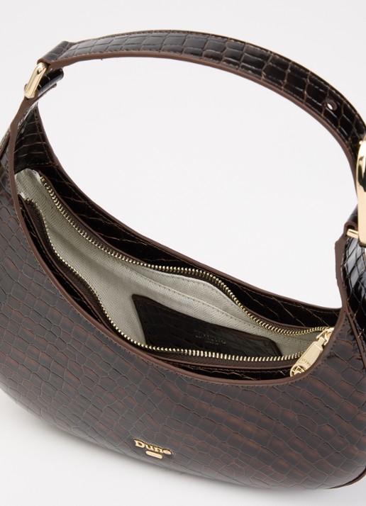 Dune London Disamring schoudertas met crocostructuur en  - detail bordeauxrood